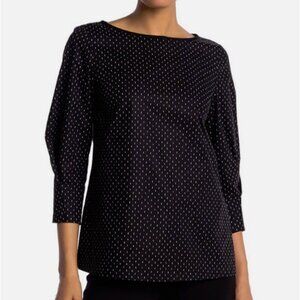 Lafayette 148 NY Caddie Blouse Black Multi Shirt Size 2